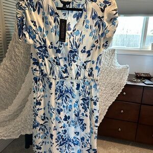 Floral Blue and White Dress